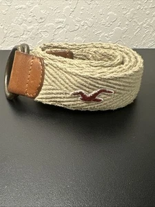 Cinturón Hollister vintage para hombre L/XL cinturón de cuerda bordado logotipo anillo en D - Imagen 1 de 6