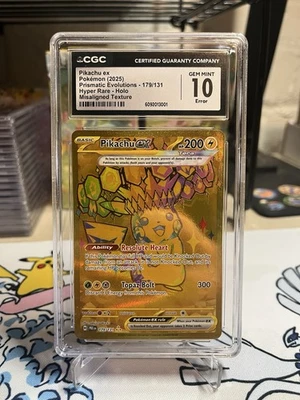 CGC 10 Pikachu ex Gold Error Misprint Texture Shift Prismatic Evolutions - Image 1 of 4