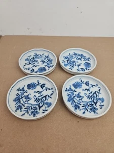 4 PC LOT  Vintage Blue Danube Porcelain COASTER Dish Blue Onion 3.5"  - Picture 1 of 3