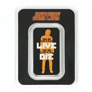 John Wick 'Live / Die' Colorized 1 oz Silver Bar in Holder - Free Shipping -A - Picture 1 of 2