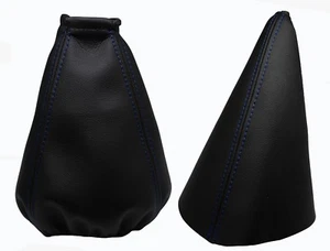 DAEWOO NEXIA (1996-2001) Cuffia Leva Cambio e Freno Pelle - Cuciture Blu - Picture 1 of 1