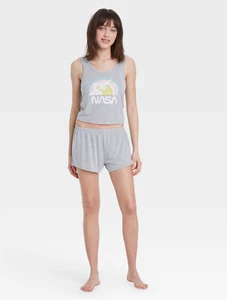 Juego de pijamas y camisetas cortas recortadas para mujer - hilos grises - gris - XL - S231 - Imagen 1 de 4