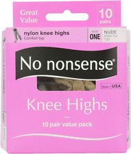 No Nonsense Knee Highs 10 Pair Nude Sheer Toe Tz6 One Size