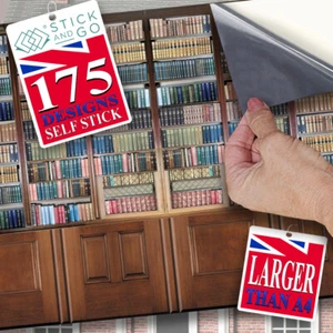 Dolls House Wallpaper: Library Shelves & Wall Panels, Miniature Vinyl 1/12 - Picture 1 of 11
