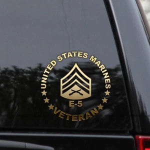 E-5 VETERAN Sergeant Rank Marines Vinyl Decal Sticker - Picture 1 of 2