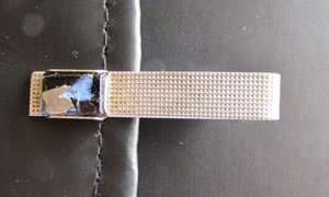 Vintage Silver tone Textured Speidel Tie Clasp With Blue Stone - Picture 1 of 1