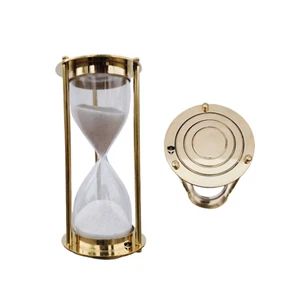 Antique Brass Sand Timer 5 Min – 6 Inch Vintage Hourglass Nautical Decor Gift - Picture 1 of 6
