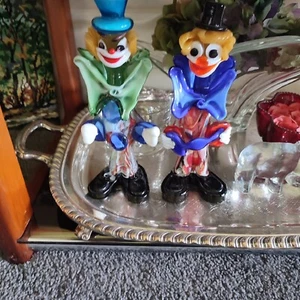 2 x Murano Venetian Art Glass Clown Clowns - Rare Vintage - Picture 1 of 6