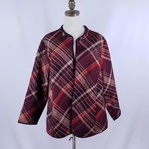 NWT Catherines Reversible Quilted Jacket Womens Plus Size P3X P26/28W Brown Open - Picture 1 of 11