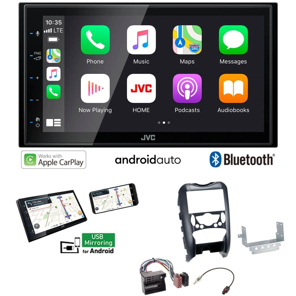 JVC Autoradio Apple CarPlay Android für MINI Cooper und One R56 2006-2014 black