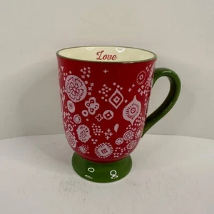 Pioneer Woman Bandana 18 ounce Red and Green Love Stoneware Latte Mug - Picture 1 of 8