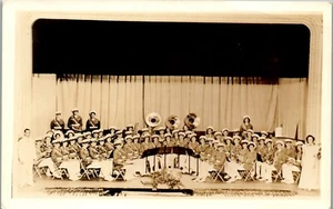 Full band at High School with Chloe Farabell Imra Opal RPPC Vintage Postcard JJ - Picture 1 of 2