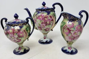 Handbemalte Brustwarze 3-teiliges Sockel-Teeset - Teekanne, Milchkännchen & Zucker - Bild 1 von 24