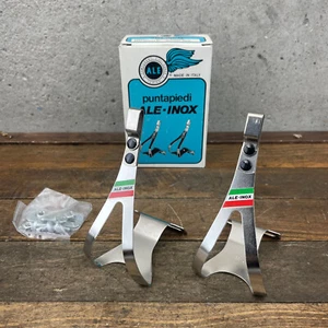 Vintage ALE Pedal Toe Clips Medium NOS New Eroica France Stainless M Red Green - Picture 1 of 13