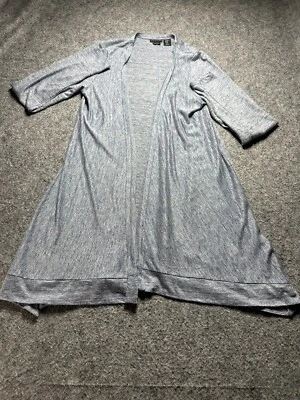 Tahari Womens Linen Open Front Slouchy Heather Blue Cardigan Sweater Size XS - Image 1 of 4