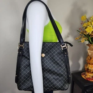 Rioni Luxury Signature Black Leather Jacquard Hobo Large Tote Purse - Picture 1 of 18