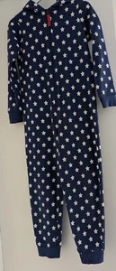 kids one piece nightwear  pyjamas   7-8 years M&S navy blue with white starts - Picture 1 of 5