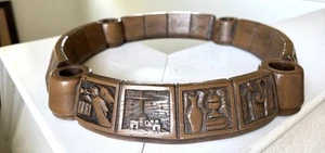 Candelabro corona de Adviento vintage 11" regalo abadía prensa resina imitación madera - Imagen 1 de 5