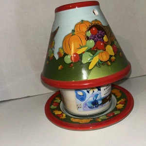 Vintage Keramik HERBST Glas Kerze 2 Stück Schirm Topper & Teller - Bild 1 von 6