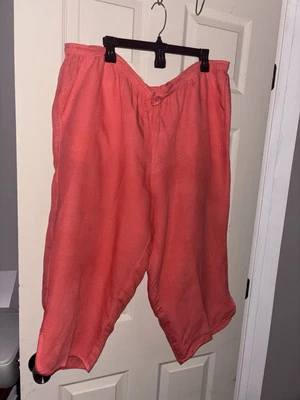 Avenue Capri pants Sz. 18-20 Linen Blend ,  Salmon/Coral - Image 1 of 4