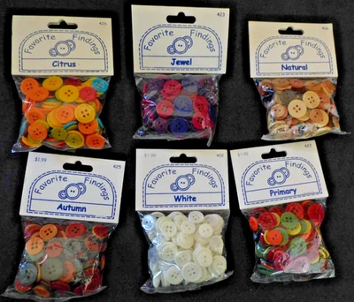 Blumenthal Lansing--FAVORITE FINDINGS--BUTTONS--6 packages-- Assorted Colors - Image 1 of 4