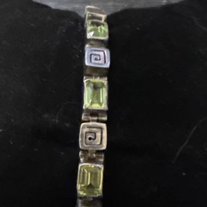 925 Silver Bracelet Yellow Stones - Picture 1 of 15