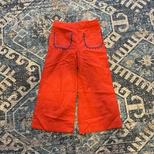Jacadi Paris girls 8A/128 cm red wide leg pants with blue rick rack - Picture 1 of 4