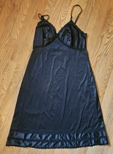 vtg SEARS black THE DOESNT SLIP sz 40 FULL SLIP anti-cling - Picture 1 of 4