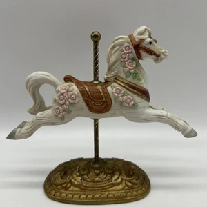 Figura Caballo Carrusel Homco Vintage Porcelana Base Tono Latón - Imagen 1 de 22