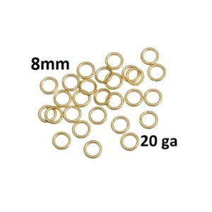 100 pcs 304 Stainless Steel Golden Open Jump Rings 8mm - 20 Gauge (0.8mm Thick) - Picture 1 of 1