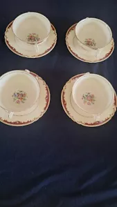 4 Myott Staffordshire England China Kathleen Sahne Suppenschalen und Unterteller - Bild 1 von 6