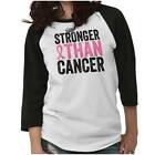 Stronger Than Breast Cancer Pink Ribbon Gift 3/4 Sleeve Raglan T Shirt For Women