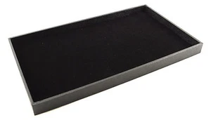 Large Black Wooden 1 Inch Deep Jewellery Display Tray & Velvet Liner BD1-1/9321 - Picture 1 of 1