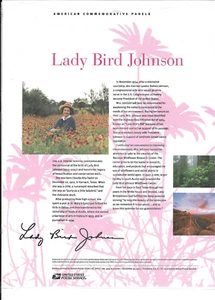 USPS COMMEMORATIVE PANEL #909-LADY BIRD JOHNSON MNH FOREVER PANE - Picture 1 of 2