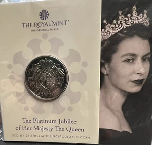 2022 UK £5 BU Royal Mint Platinum Jubilee HM Queen Elizabeth II Britain - Picture 1 of 6
