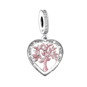 S925 Silver & Rose Gold FAMILY TREE Life Begins Charm Pendant -YOUnique Designs - Picture 1 of 1