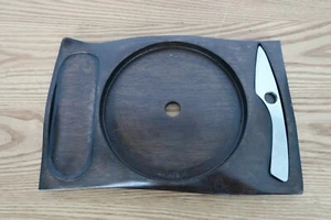 Sant Anooka walnut tone wooden cheese board platter with knife - Picture 1 of 8