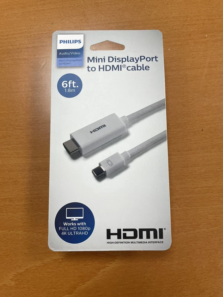 Philips Audio/Video 6ft Display Port To HDMI Cable Works with Full HD 1080p 4K - Image 1 of 2