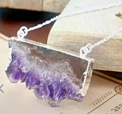 Amethyst Comb Necklace 34-36 Inches in Silvertone 60.50 ctw - Image 1 of 4