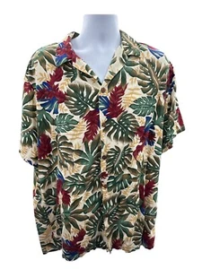 Hilo Hattie Men’s Hawaiian Shirt 2XL Beige Green Tropical - Picture 1 of 5