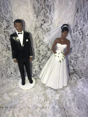 Juego de adornos Wilton para pastel de boda novia y novio negro afroamericano ¡NUEVO! Foto 1 de 4