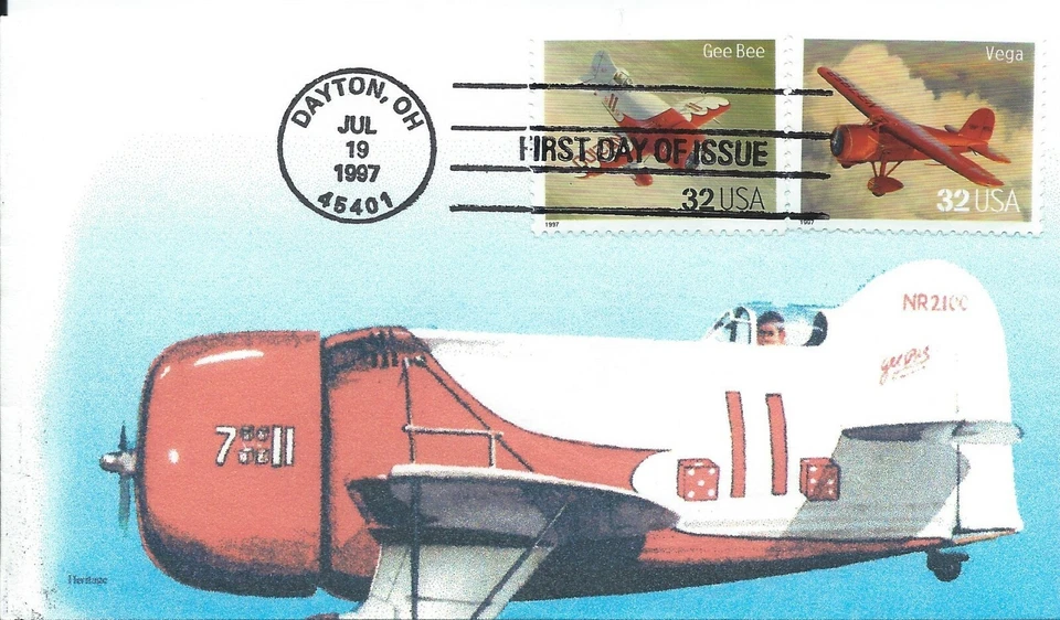 1997 Heritage Hand Painted GEE BEE RACER-VEGA Unaddressed FDC    - Image 1 of 1