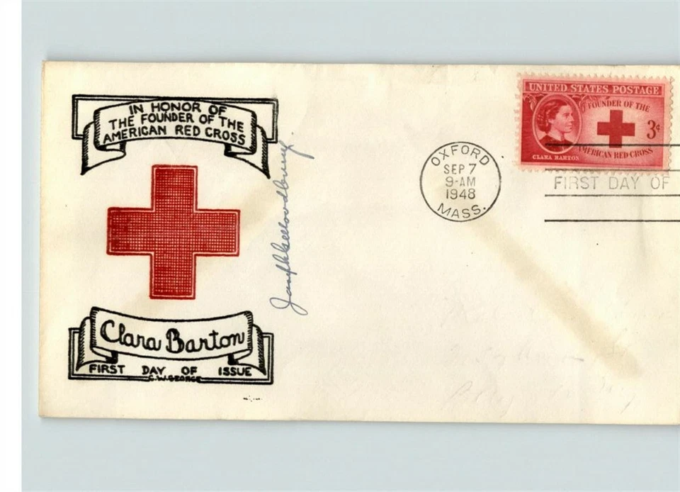 CLARA BARTON, Founder of AMERICAN RED CROSS, 1948 First Day of Issue, thermograp - Image 1 of 1