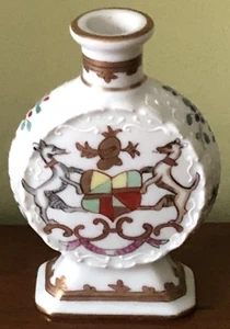 Vintage France Handpainted Dog Armor Helmet Family Shield Round Small Porc Vase - Picture 1 of 9