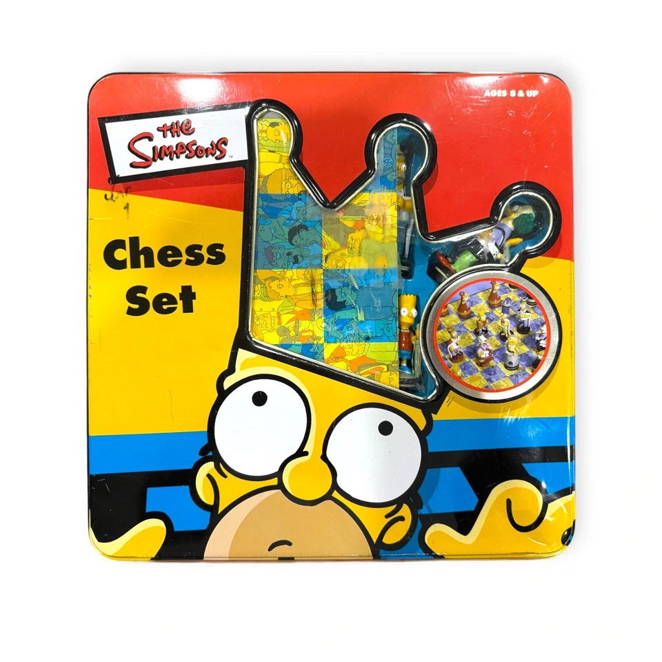 The Simpsons 3D Chess Set In Tin Box Cardinal Complete Set Vintage 1998 - Image 1 of 4