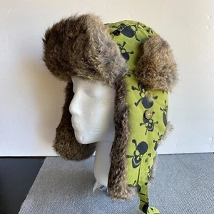 Verrückte Bomber Fliegermütze Jugend L 20" Totenköpfe Kaninchenfell Ohrenklappen Trapper *OHNE CLIP - Bild 1 von 13