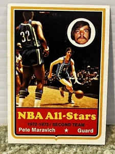 1973-74 TOPPS PETE MARAVICH ALL-STAR #130 SWEET! HOFer Centered Card Basketball - Picture 1 of 2