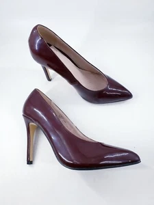 Faith size 5 (38) burgundy faux patent leather slip on stiletto heel court shoes - Picture 1 of 10
