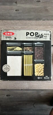 Juego de contenedores herméticos de almacenamiento de alimentos OXO ® POP de acero de 6 piezas Foto 1 de 3