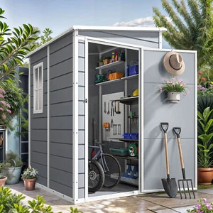 All-Weather Resin Outdoor Storage Shed 5x4 ft Garden Tool House w/Window & Door - Picture 1 of 11